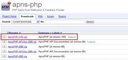 apns-php ダウンロード一覧