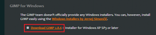 GIMPダウンロードその2