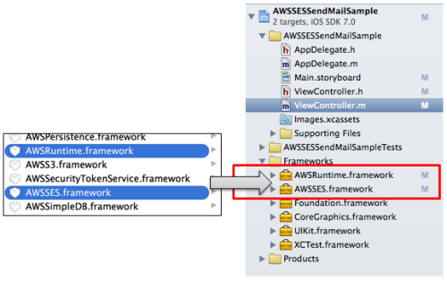 AWS SDK for iOSのXCodeプロジェクトへの追加