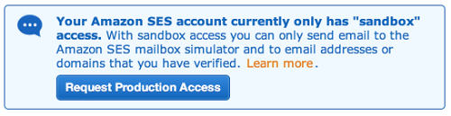 Amazon SES sandboxのインフォメーション