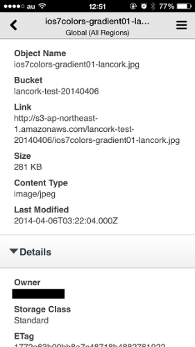 AWS Console オブジェクト詳細