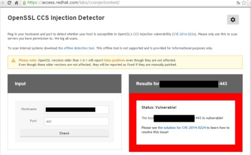 OpenSSL　CCS Injection 未対応