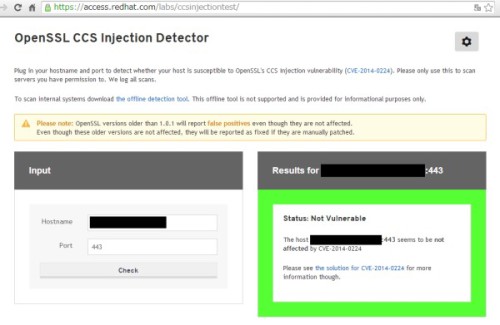 OpenSSL　CCS Injection 対応済み