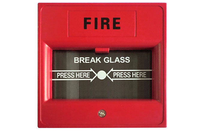 Break glass to sound alarm