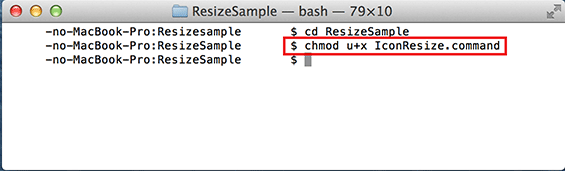 iOSアプリアイコン一括生成 実行権限付与