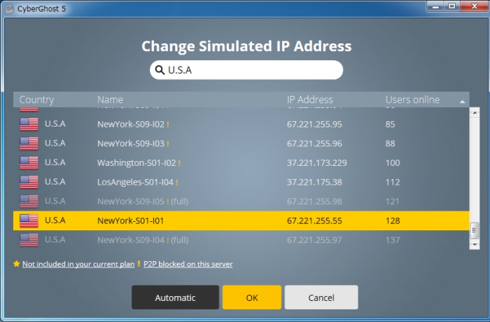 CyberGhost IP変更