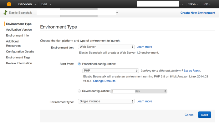 AWS Elastic Beanstalk Environment type