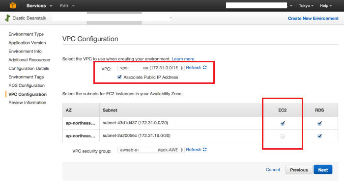 AWS Elastic Beanstalk VPC Configuration