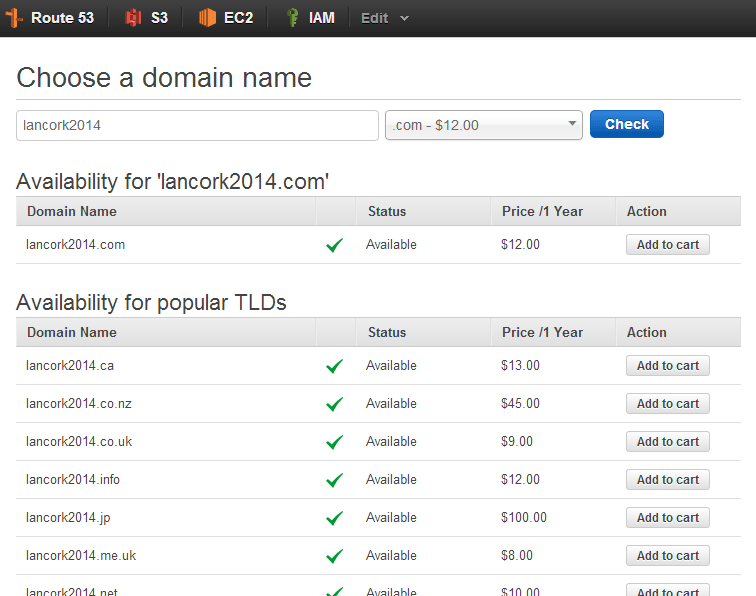 Amazon Route53 ドメイン登録