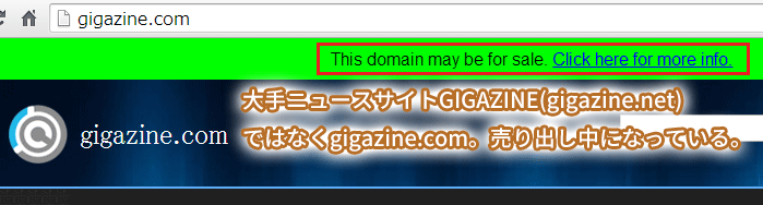 GIGAZINEに対するサーバースクワッティング