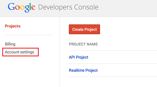 Google Developers Console アカウント設定