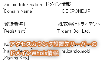 LINEアクセスカウンタ設置先のドメインWhois