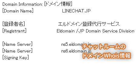 LINEチャットルームのドメインWhois