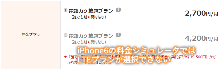 au iPhone料金シミュレータ LTEプランが選択できない