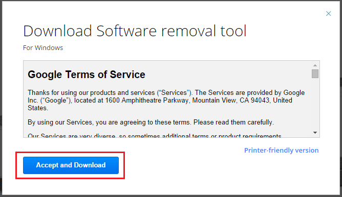Software Removal Tool 利用規約