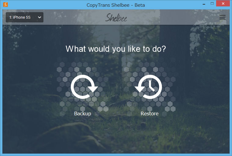 CopyTrans Shelbee バックアップまたはリストア