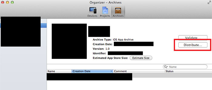 Xcode Distribute