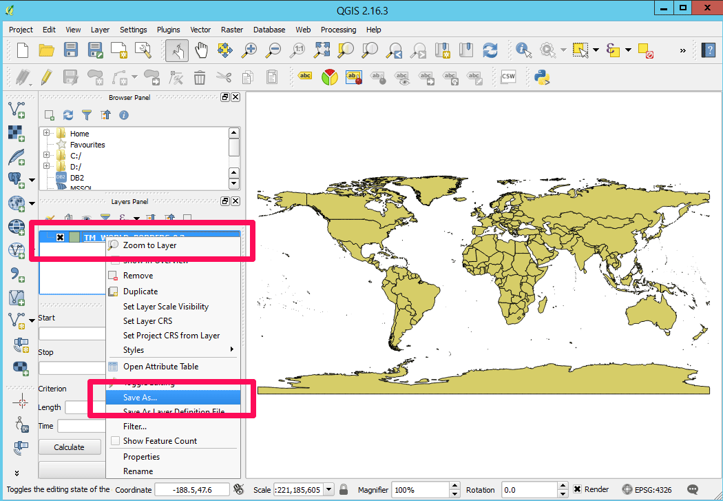 QGIS レイヤー変換