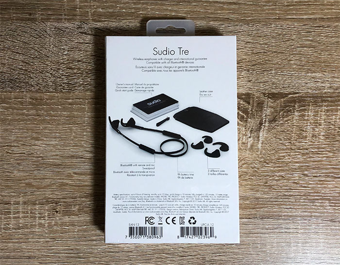 Sudio Tre 製品パッケージ裏面