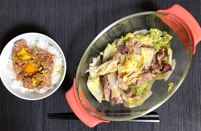 アレンチン レンジココットで作った豚肉と白菜の蒸し物