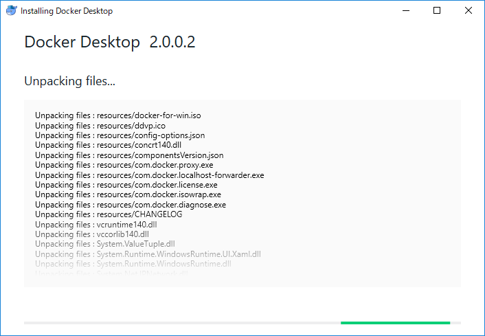 Docker Desktop (Windows) インストール中