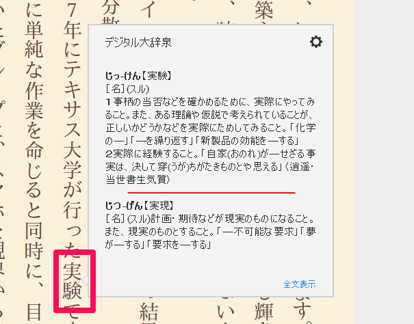 Kindle for PC 辞書にある単語をハイライト