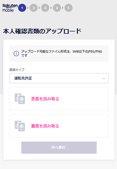 Rakuten UN-LIMIT 本人確認書類のアップロード