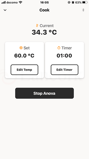 Anova Precision Cooker Nano スマホアプリ